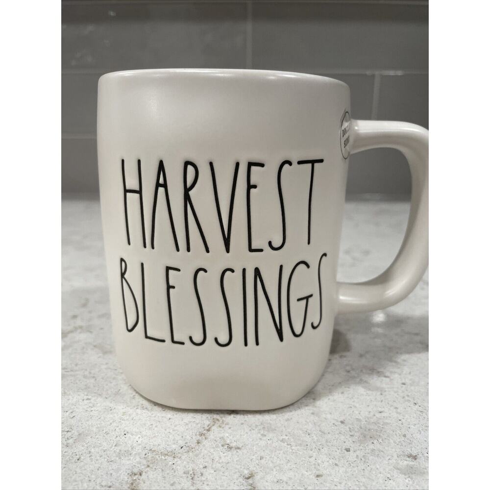 HARVEST BLESSINGS Rae Dunn Pumpkin Orange Inside Thanksgiving Halloween Mug NEW